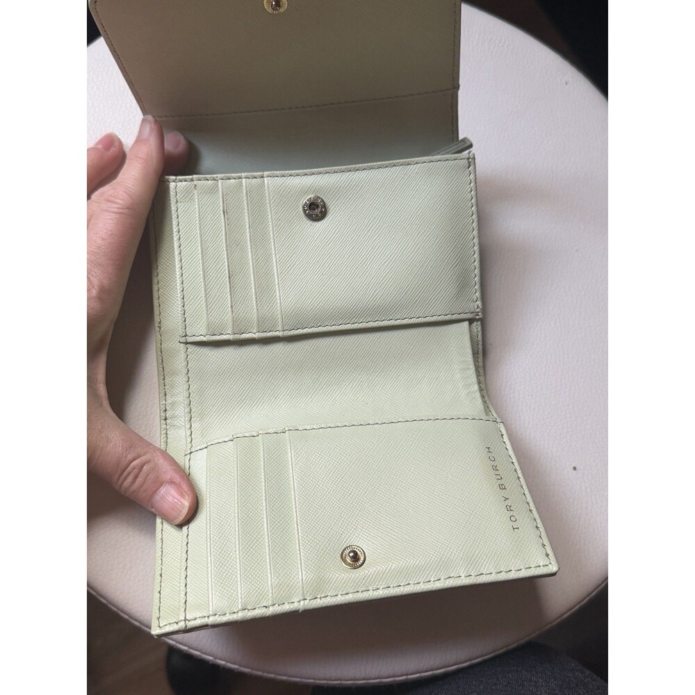 Tory Burch Robinson Floral Perforated Medium Wallet Mint Julep - Picture 6 of 16